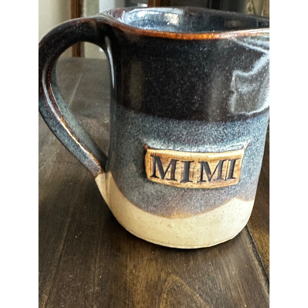 Mimi and Paw Paw handmade pottery clay 14-16 oz coffee mugs - Picture 3 of 10